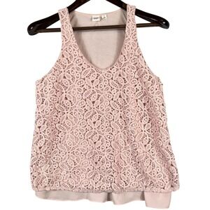 GAP Womens Medium Lace Tank Top Sleeveless Milkshake Pink Boho Layered Cami